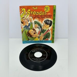 1959 THE 3 STOOGES 45 rpm Golden Record all I want for Christmas two front teeth